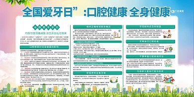 爱牙日口腔健康绿色简约大气展板