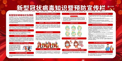 新型罐装病毒预防宣传栏防疫红色简约展板