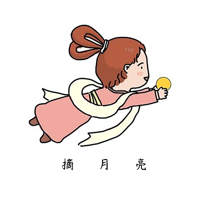 千库编辑原创中秋嫦娥卡通表情包