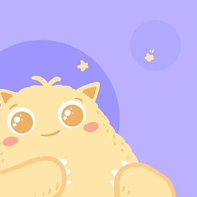 千库编辑原创有趣可爱小怪兽紫色卡通微信头像