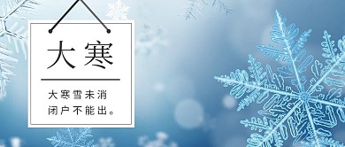 大寒雪花背景蓝色简约公众号首图