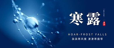 寒露节气文字蓝色简约首图