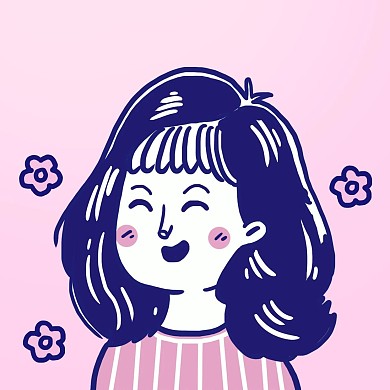 开心女生情侣头像粉蓝色浪漫微信头像