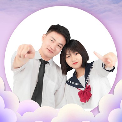 千库编辑原创情侣头像情侣淡紫色浪漫唯美微信头像