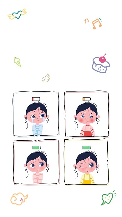 喜怒哀乐电量提示白色小清新手机壁纸