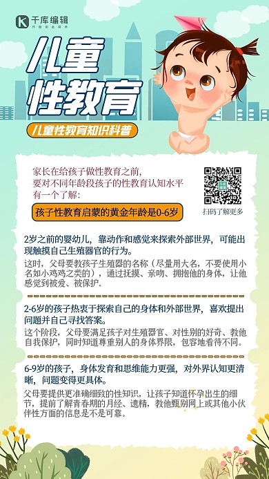 性教育人物绿色简约海报