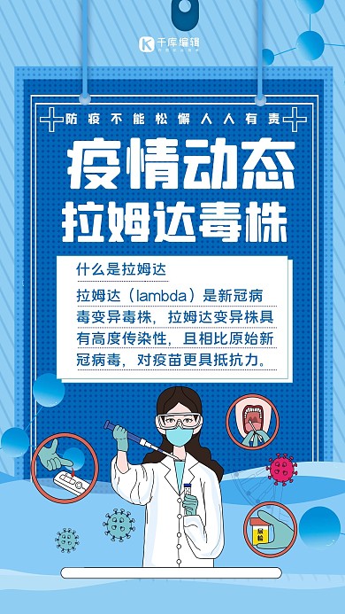 拉姆达医生蓝色简约海报