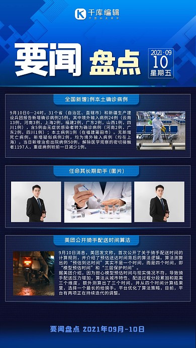 要闻新闻盘点图片字体蓝色清新海报