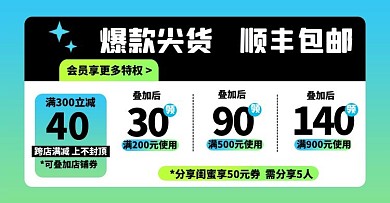店铺优惠优惠券渐变色扁平电商横版海报