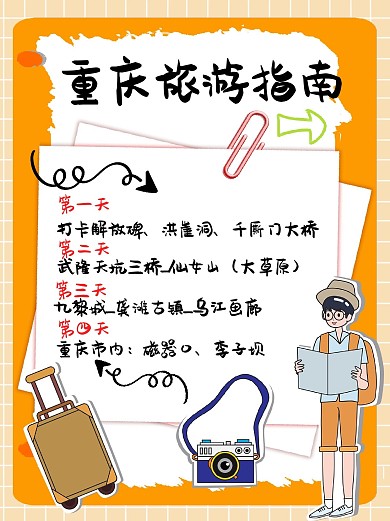 重庆旅游旅游攻略黄色手账风小红书