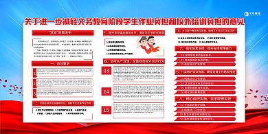 双减解读红色简约大气展板