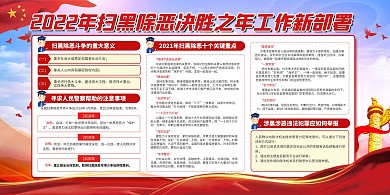 社会热点扫黑除恶红色展板