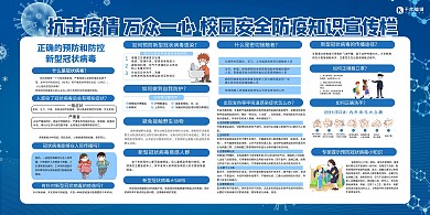 开学季防疫蓝色简约展板