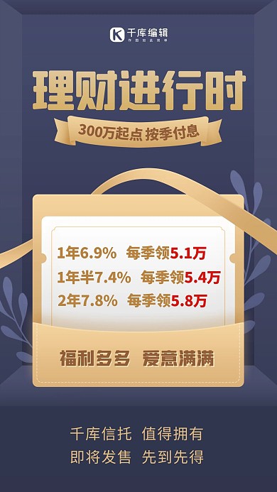 金融投资理财保险理念宣传黑金色简约手机海报