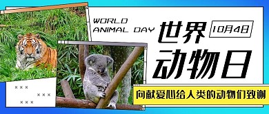 世界动物日彩色扁平公众号首图
