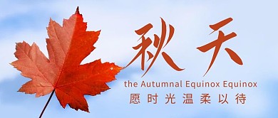 秋分红枫叶蓝色公众号首图
