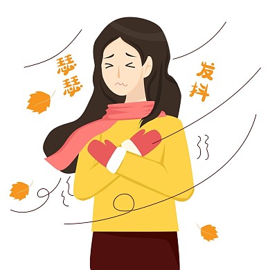 秋季降温发抖女孩