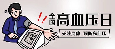 全国高血压日预防高血压彩色卡通公众号首图