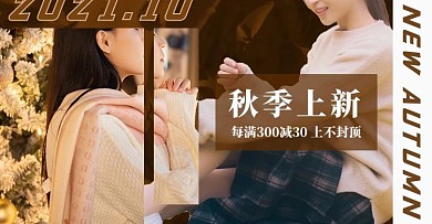 秋季新品上新秋装服装女装棕色简约海报