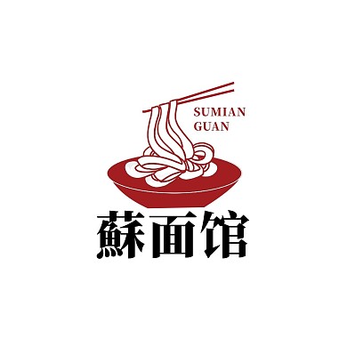 面食红色新中式简约面馆品牌logo