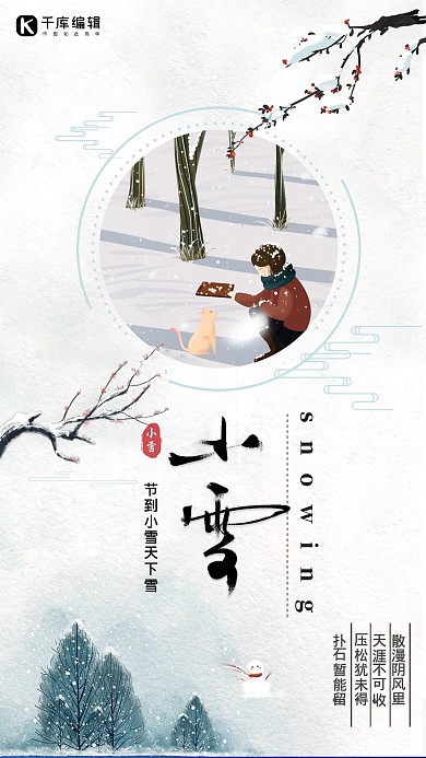 简约大气风格24节气小雪海报