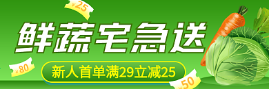 简约绿色饿了么美团生鲜果蔬促销