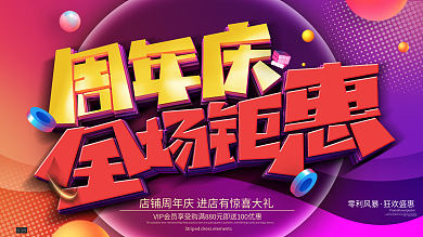周年庆活动全场钜惠促销展板