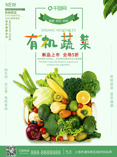 有机蔬菜海报清新绿色蔬菜海报