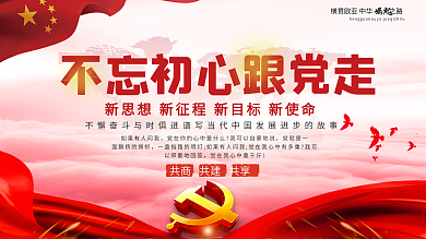 不忘初心跟党走创意党建海报