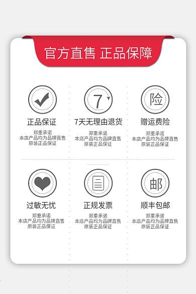 电商产品正品保障发货主图包邮售后服务主图