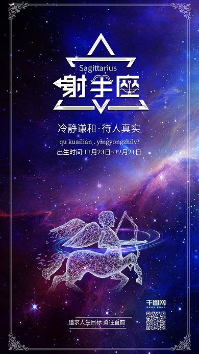 射手座十二星座璀璨星空海报配图