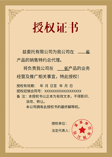 花纹边框网络授权书