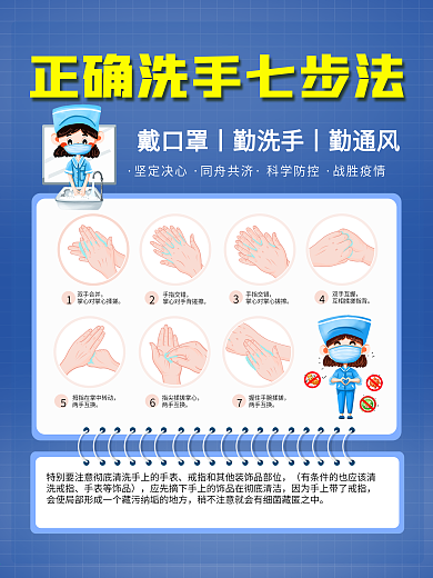 预防新冠病毒正确洗手七步法宣传公益海报