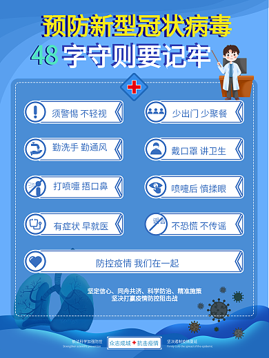 预防新冠病毒病毒48字守则海报
