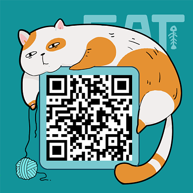猫咪可爱扁平治愈公众号创意二维码