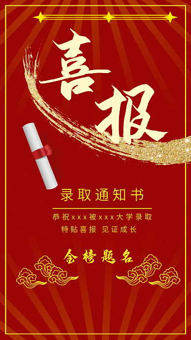 喜报金榜题名手机用图设计