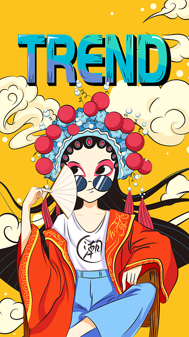 中国风京剧人物国潮矢量插画