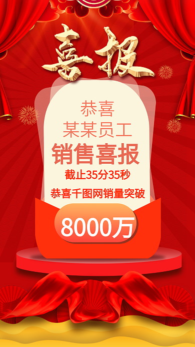 原创喜庆风喜报手机用图