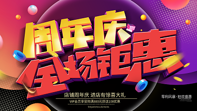 周年庆活动全场钜惠促销展板