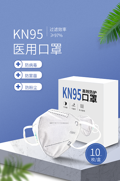 跨境电商医疗用品KN95口罩主图直通车图