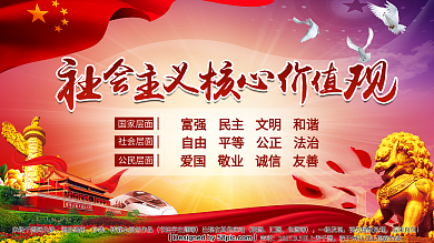 红色大气通用社会主义核心价值观海报设计