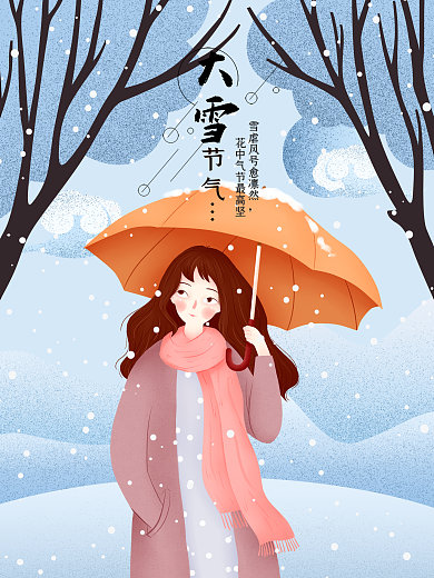 二十四节气大雪原创插画海报