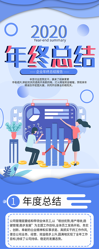2020企业年终总结报告信息长图