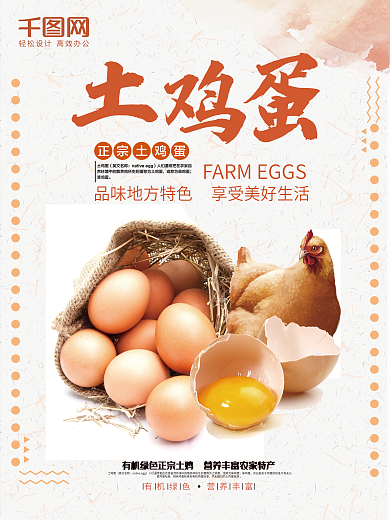 简约清新农家土鸡蛋食品鸡蛋海报设计