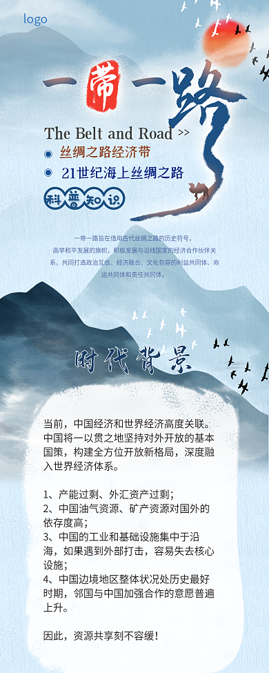 原创一带一路科普水墨风信息长图2