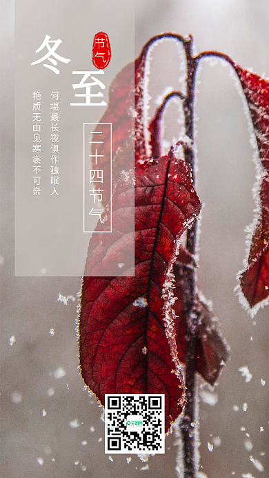 简约冬至清新节气手机海报