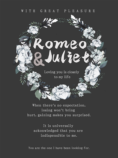 黑色优雅欧美花环婚礼迎宾牌