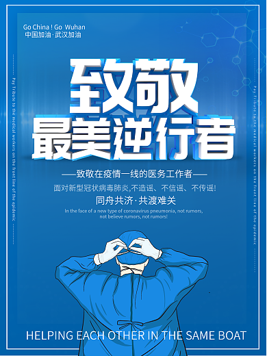 致敬武汉一线医护人员海报