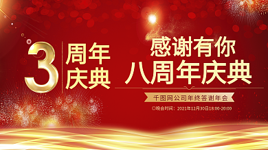 周年庆红金色大气企业展板