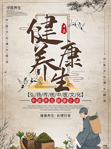 中国风春节中医养生保健海报